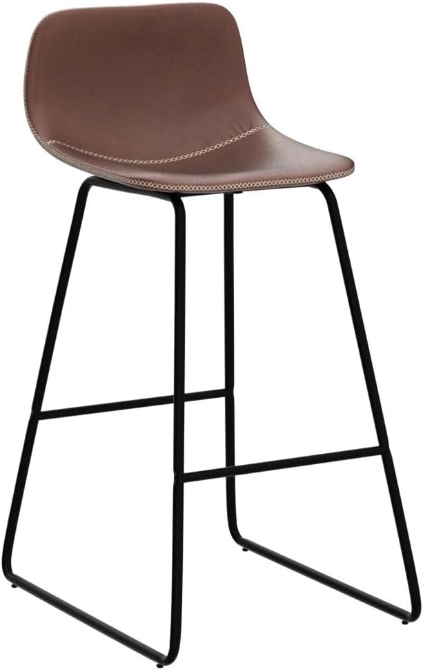HeuGah Bar Stools, 30" Bar Height Stools Set of 4,Faux Leather Bar Stools with Back, Industrial Bar Height Barstool with Metal Legs Modern Counter Stool for Kitchen Island