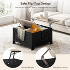 Yaheetech Lift Top Coffee Table with Storage, Square Coffee Table for Living Room, 31.5 Inches Center Tables with Large Hidden Storage Compartment for Home Office, Black&Gray