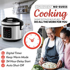 Gourmia Rice Cooker – 5 Qt Capacity, 20 Cup Cooked, 10 Cup Uncooked, Digital Controls, 6 Cooking Presets, Grain Cooker & Steamer, Nonstick Pot, Steam Tray, Delay Timer, Keep Warm, Stainless Steel