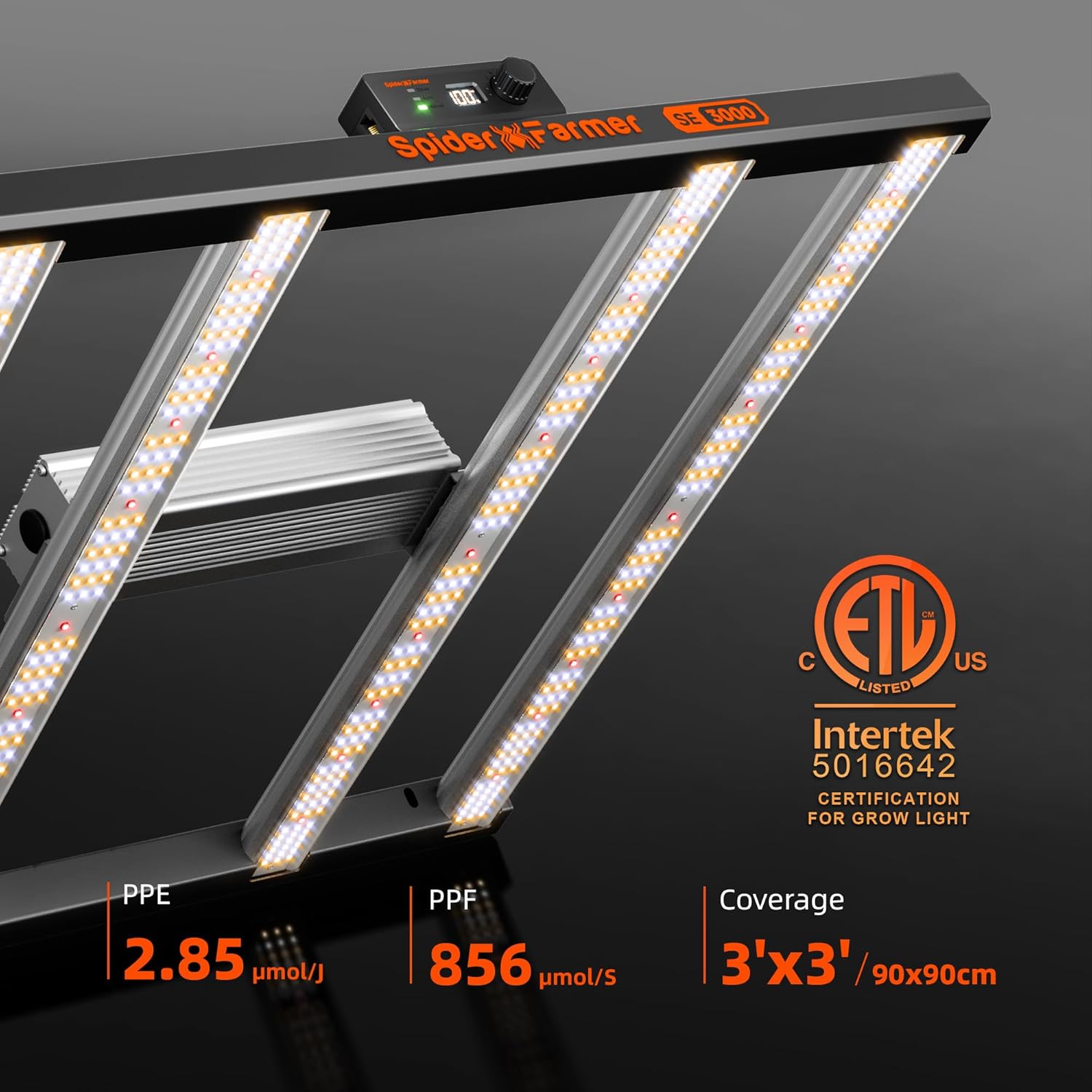 Spider Farmer SE3000 LED Grow Lights 300W  Samsung LM301H EVO Diodes  Smart App Control  3x3ft Coverage Bar Style Grow Light  Full Spectrum Dimmable Grow Lamp for Indoor Plants