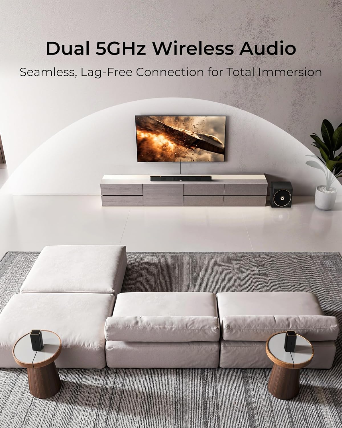 ULTIMEA Skywave X50 5.1.4ch Wireless Surround Sound System for TV  760W Professional Sound Bar w/Dolby Atmos  2 Wireless Surround Speakers & 8" Subwoofer  GaN Amplifier  4K HDR Pass-Through  HDMI eARC