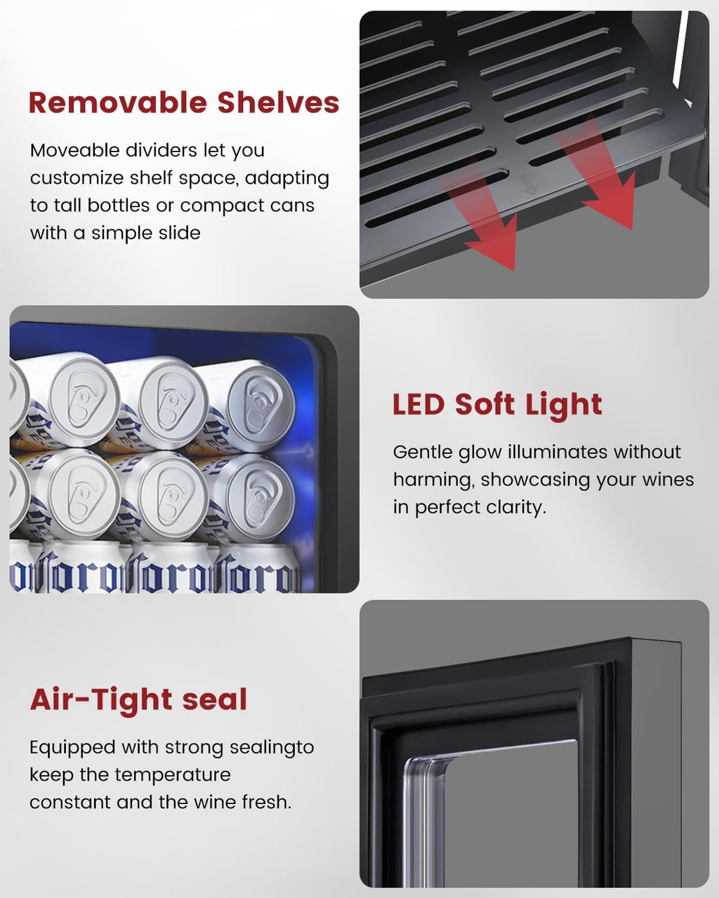 Feelfunn 24 Cans Beverage Refrigerator Cooler - Mini Fridge with Digital Temperature Control, Soda Wine Beer Drink Fridge - Small Refrigerator for Office Home Bedroom Dorm Bar, Black