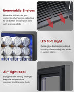 Feelfunn 24 Cans Beverage Refrigerator Cooler - Mini Fridge with Digital Temperature Control, Soda Wine Beer Drink Fridge - Small Refrigerator for Office Home Bedroom Dorm Bar, Black