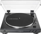 Audio-Technica AT-LP60X Fully Automatic Belt-Drive Stereo Turntable with Built-in Preamp and USB Output Vinyl Playback Bundle with 3-Inch Powered Studio Monitors Pair (Black) (3 Items)