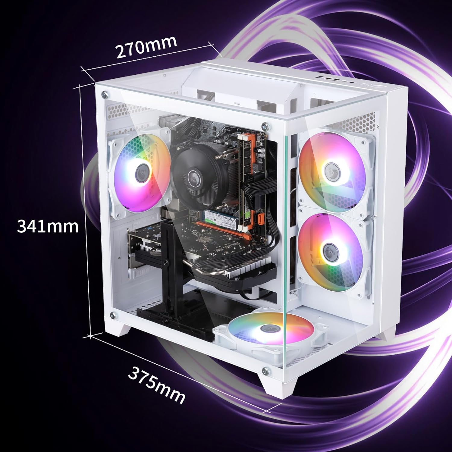 Prebuilt Gaming PC Desktop Computer Intel Core i7 Desktop Operating at A Frequency of 3.4-3.9 GHz RX590 Graphics Card with 8GB GDDR5 Video Memory 16GB RAM  512GB SSD WiFi 5.0 RGB Fan x4