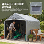 Bike Storage Shed Tent,8 * 6 * 6.2ft Outdoor Storage Shed, Carport, Canopy Shelter with 160g PE Fabric Coated with Silver Waterproof,Bike Covers Shelter for Bicycles,Garden Tools,Various Tools