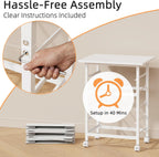 HIGDBFE 5 Fabric Drawers File Cabinet with Side Pocket, Rolling Printer Stand with Storage for Home Office, Wood Top Storage Cabinet for Documents and Crafts, White, 15" D