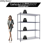 NSF Commercial 4-Tier Wire Shelving with Wheels, 60"x24"x72" Heavy Duty Metal Shelves 3200 lbs Max Capacity, Black Storage Rack for Garage Kitchen Pantry Warehouse
