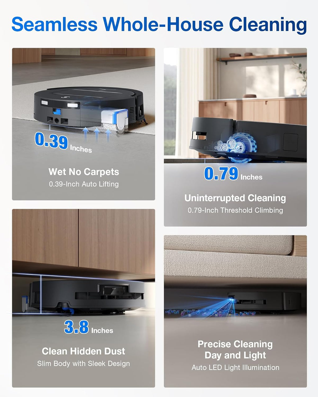 ECOVACS DEEBOT T80 Omni Robot Vacuum and Mop, Instant Self-Cleaning OZMO Roller Mop, TruEdge Deep Cleaning, AI Navigation, 18,000Pa Suction and ZeroTangle 3.0 for Pets and Carpets