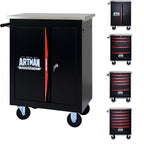 Artman Double Door Rolling Tool Chest, Black & Red Modular Tool Box with Wheels, Heavy-Duty Rolling Tool Cabinet for Garage & Workshop Storage