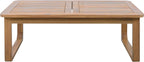 Christopher Knight Home Lebat Patio Acacia Wood Coffee Table, Solid Wood Outdoor Table for Patio Furniture Set, Slat Panel Rectangular Top, Light Teak