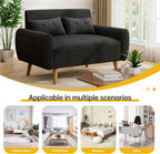 JAMFLY 47'' Small Loveseat Sofa, 2 Seat Compact Couch with Tapered Legs, Black Upholstered Furniture, Solid Wood Frame, Comfy Foam Cushion, Easy Assembly for Small Spaces
