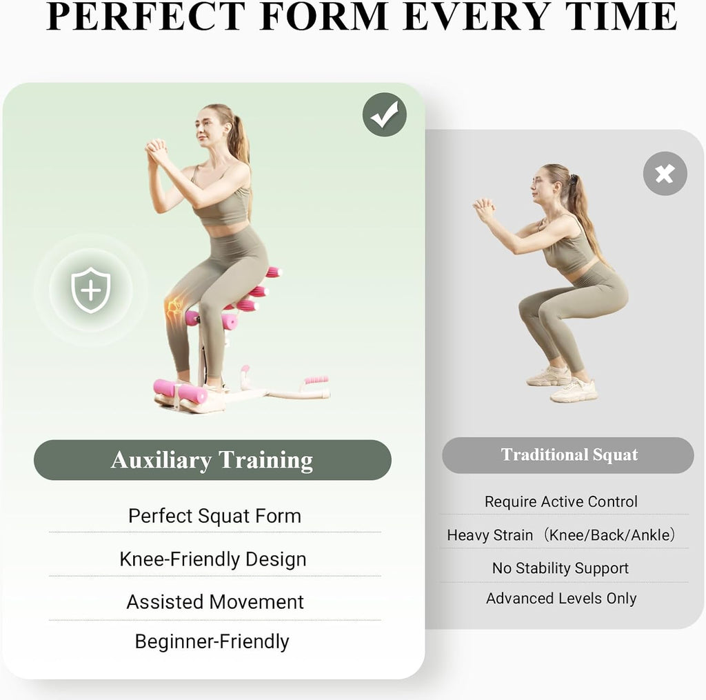 PAETA Squat Machine, Deep Squat Machine for Women, Glutes Workout Equipment with Adjustable Resistance Bands, Leg, Core & Ab Exercise Machine, Squat Assist Trainer for Home Gym