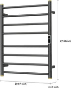 Electric Towel Warmer Rack,Heating Towel Warmer,Timer & Temperature Control,Wall-Mounted Plug-in for Bathroom,Gunmetal Grey,Stainless Steel,8-Bar(27.56x20.87x4.41in)