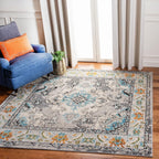 SAFAVIEH Monaco Collection Area Rug - 11' Square, Grey & Light Blue, Non-Shedding & Easy to Clean, Distressed Medallion Design, Ideal for Living Room, Bedroom, Dining Space (MNC243G)