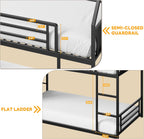 LIKIMIO Bunk Bed Twin Over Twin, House Bed Frame with 6 Storage Drawers,Hall Tree, Twin Bed with Metal Slats for Dormitory and Bedroom, Space Saving, No Box Spring Needed, Black