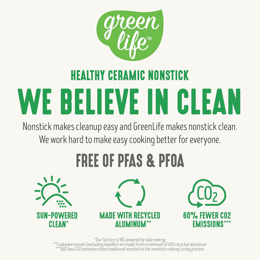 GreenLife 16 Piece Nonstick Cookware Set, Soft Grip Non-Toxic PFAS-Free Ceramic Pots & Pans, Dishwasher & Oven Safe, Frying, Sauce, Utensils, Glass Lids, Stay-Cool Handles, Wobble Free, Periwinkle