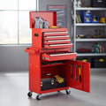 Dawmilon 5-Drawer Rolling Tool Chest with Wheels - High Capacity Tool Cabinet with Detachable Top Toolbox for Garage and Workshop Organization - Metal Tool Cart with Liner & 4 Hooks, Red