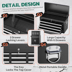 Greenvelly Metal Tool Chest,8-Drawer Rolling Tool Cart with Wheels,2 in 1 Detachable Tool Cabinets,Tool Box,Liners and Locking System for Garage,Warehouse,Workshop, Barbershop(Black)