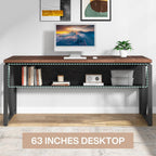 Tribesigns 63" Executive Deskwith Drawer Cabinet, L Shaped Desk and lateral File Cabinet, 2 Piece Home Office Furniture Set with Drawers for Hanging, Doors with Locks (Dark Brown, 63 inches)