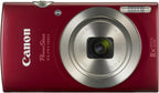 Canon PowerShot ELPH 180 Digital Camera Bundle (Red) Compact Point and Shoot with Optical Zoom | Easy Controls Lightweight Design for Travel Family and Everyday Photography with Case and 64GB Card