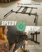 ECHOGEAR XL TV Wall Mount for Screens Up to 90" - Full Motion TV Bracket w/Handles to Extend, Swivel & Tilt Screen for No Fingerprints - Easy DIY w/Included Hardware - Perfect for QLED & OLED TVs