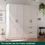 Wood White Wardrobe Closet with 2 Doors and 2 Drawers .Bedroom Freestanding Armoire Storage Cabinet with Shelves .Wooden Wardrobe Combination for Hanging Clothes (White 2 Drawers)