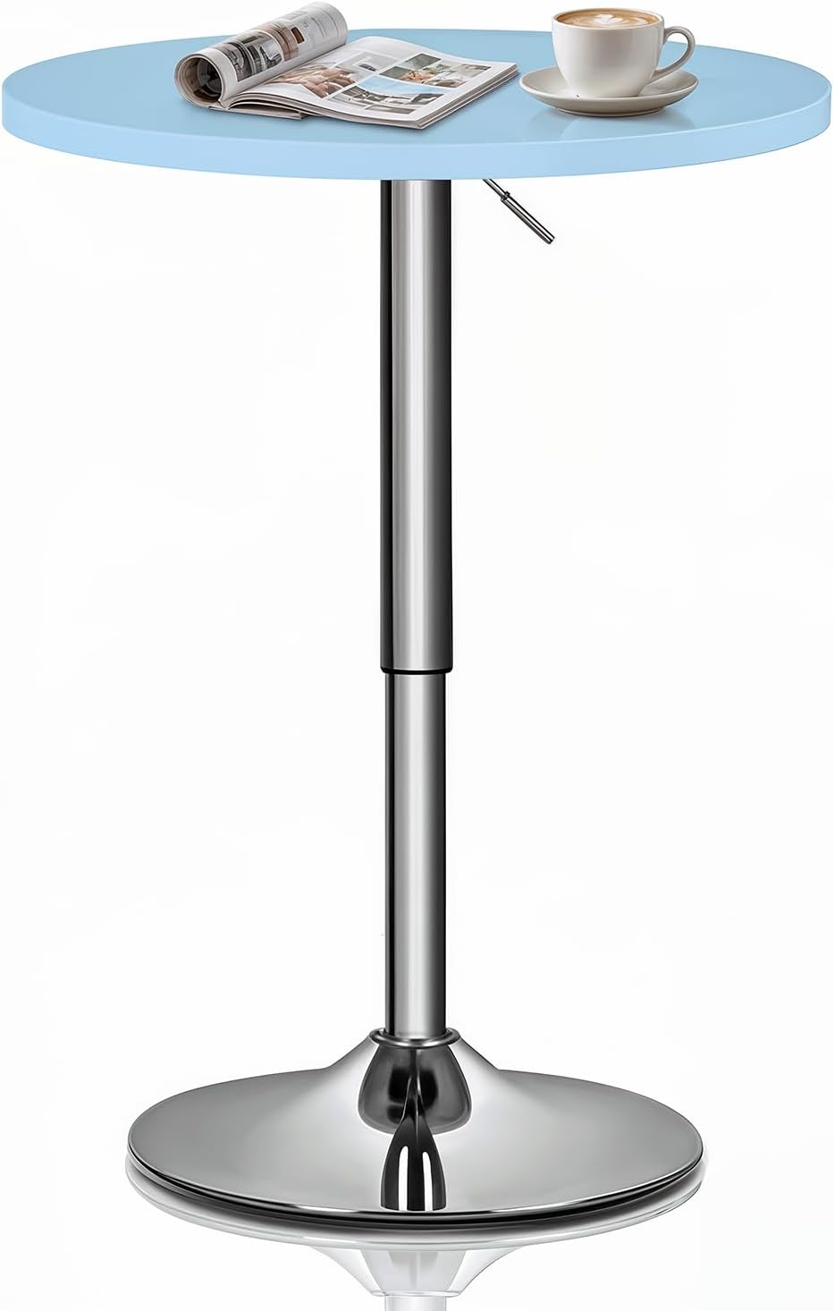 Magshion 23.5" Round Adjustable Height Bar Table, 27.5"-36" Range, 360° Swivel MDF Top Pub Table for Dining, Café, Cocktail, Blue