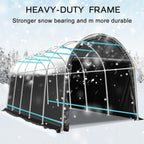 10x15 FT Heavy Duty Carport, Portable Garage with Reinforced All-Steel Frame and Round Style Roof, Anti-Snow All Covered Car Canopy Outdoor Waterproof Storage Shelter for Car,Truck,Boat