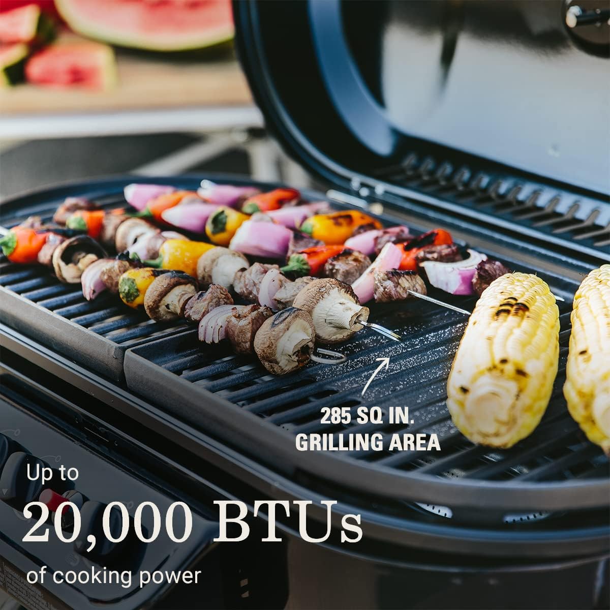 Coleman RoadTrip 285 Portable Stand-Up Propane Grill with 3 Adjustable Burners & Instastart Ignition  20 000 BTUs of Power for Outdoor Cooking  Camping  Tailgating  Grilling  BBQs  & More