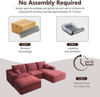 107'' U-Shaped Modern Modular Sectional Cloud Couch Whit Ottoman, 4-Seat Chenille Deep-Seat Sofa with Pillow for Living Room, Bedroom, Apartment, Wine Red