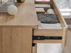 JXQTLINGMU 9 Drawer Dresser for Bedroom, 52" Wide Modern Wood Dressers with Push-to-Open Drawers for Closet Storage, Chest of Drawers TV Stand for Living Room & Hallway, Curved Profile, Natural