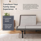 ESHINE Split Top King Adjustable Bed Frame with 14" Gel Memory Foam Mattress, Graphene Cover - Electric Upholstered Base, Massage Function, Wireless Remote, USB Ports, Under Bed Light, Grey