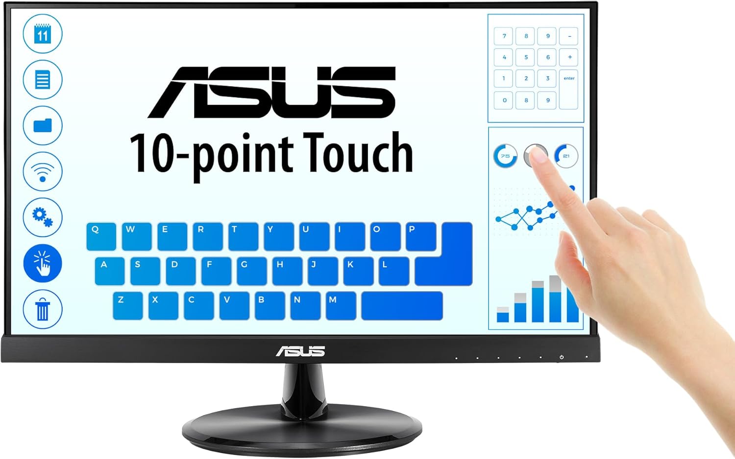 ASUS VT229H 21.5" Monitor 1080P IPS 10-Point Touch Eye Care with HDMI VGA  Black
