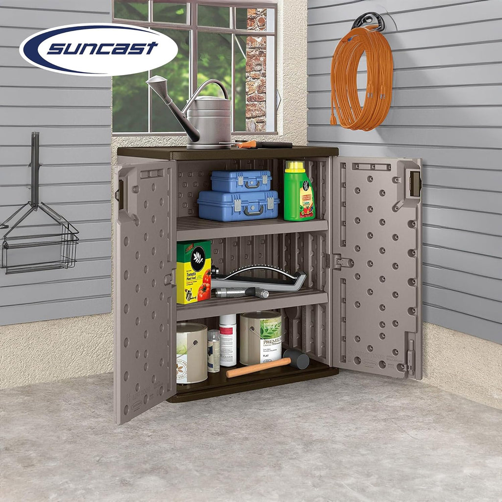 Suncast 36" Resin Base Garage Storage Cabinet, Platinum, Made in the USA