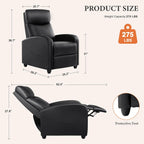Sweetcrispy Massage Recliner Chair for Adults, Adjustable Home Theater Seating with Lumbar Support for Living Room, Modern Fabric Reclining, Black