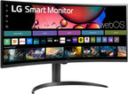 LG 34" Curved UltraWide WQHD(3440x1440) Smart Monitor with HDR10 99% sRGB  100Hz  Magic Remote  AirPlay 2 & Adjustable Stand  webOS