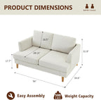 Loveseat Sofa 56", Couches for Spaces, Mid Century Love Seat Couches for Living Room, Upholstered 2-Seater Couch for Bedroom, Waiting Room, Beige
