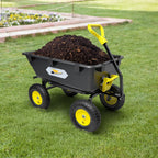 Garden Dump Cart  Heavy-Duty Utility Wagon with 1200 lbs Capacity  6 Cu Ft Bed  12.6" Pneumatic Tires  180° Pivot Steering for Yard  Lawn  and Beach Use