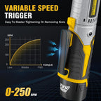 3/8" Cordless Ratchet Wrench Set, 60FT-LBS(80N.m) Electric Ratchet, 12V Extended Power Ratchet Wrench Set with Variable Speed, 6 Sockets, LED Light, 1/4" Adapter,1/2" Adapter,2 Batteries