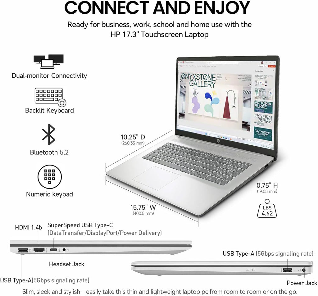 HP 2026 17 Inch Laptop Touchscreen Computer  17.3 HD+ IPS Touch Screen Business Laptop AI PC  15th Gen Intel Core Ultra 7(12-Core)  32GB DDR5 RAM 2TB SSD|Windows 11 Pro  10-Key Backlit Keyboard|WiFi6
