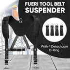 FUERI Leather Tool Belts with Suspender for Men, Heavy-Duty Durable Carpenter Tool Rig Organizer With 19 Pockets-2 Pouches, Padded Suspender, Hammer Holder, D-Loops & Foam-Padded Belt Electricians