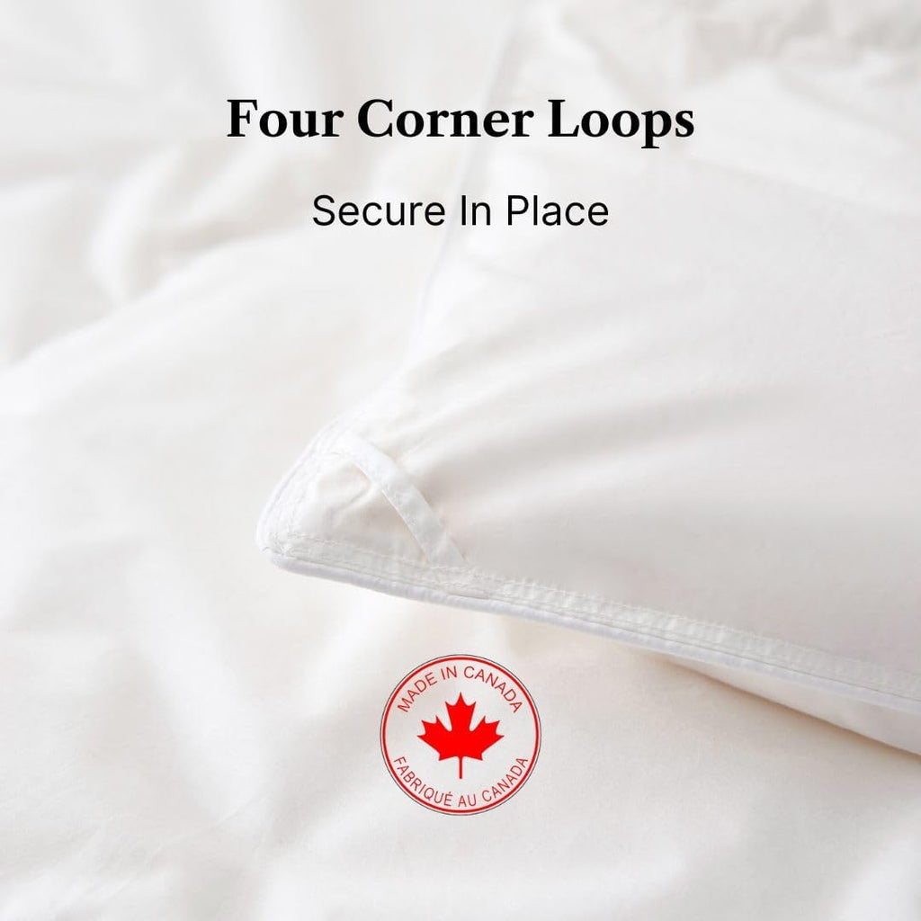 Royal Elite-Canadian Down Comforter Queen Size- Made in Canada White Down Duvet Insert with Corner Tabs- RDS Certified- Oeko Tex Cotton Shell
