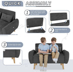 Shintenchi Small Modern Loveseat Couch Sofa, Mid Century Fabric Upholstered 2-Seat Sofa Couch Love Seats Furniture for Small Space, Dark Grey