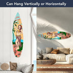 Beach Decor Surfboard Wall Art - Aloha Hawaii Plaque - Tropical Coastal Beach House Wall Decor for Living Room Bedroom Bathroom Patio Tiki Bar Hawaiian Island Ocean Wood Sign Large 60x15