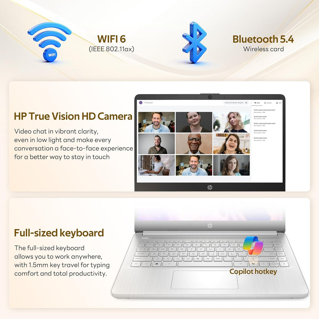 HP Stream 14" HD Laptop with AI Copilot  Intel Processor N150  4GB RAM  1.12TB Storage (128GB UFS + 1TB Docking Station Set)  Intel Graphics  1 Year Office 365  Wi-Fi 6  Win 11  Silver