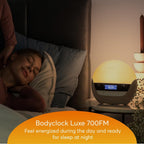 Lumie Bodyclock Luxe 700FM | Wake-Up Light with FM Radio, Bluetooth Speakers, Sunrise/Sunset Features and Low-Blue Light for Sleep