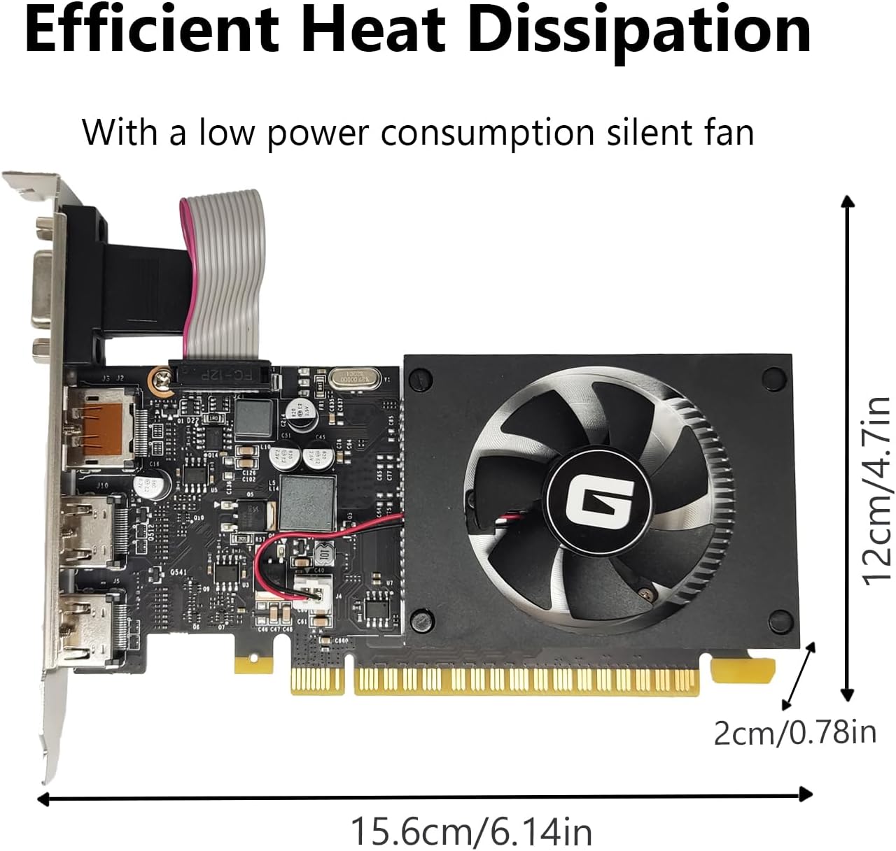 Glorto GeForce GT 730 4G Low Profile Graphics Card, 2X HDMI, DP, VGA, DDR3, PCI Express 2.0 x8, Entry Level GPU for PC, SFF and HTPC, Compatible with Windows 11
