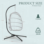 Yechen Egg Swing Chair with Stand, Patio Wicker Rattan Hanging Chair Swing Hammock Egg Chairs with UV Resistant Cushion for Indoor Bedroom Outdoor Garden Backyard, Light Blue (QH1912050036USBL)