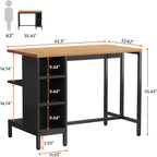 Tribesigns Kitchen Island, Kitchen Shelf Bar Table with 5 Open Storage Shelves and Large Worktop, Industrial Butcher Block Island (Stools Not Included)